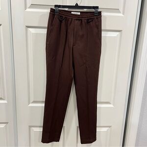 Goodfight Men’s Elastic Waist Permapress Trouser Pants Brown Size XS Taper Leg